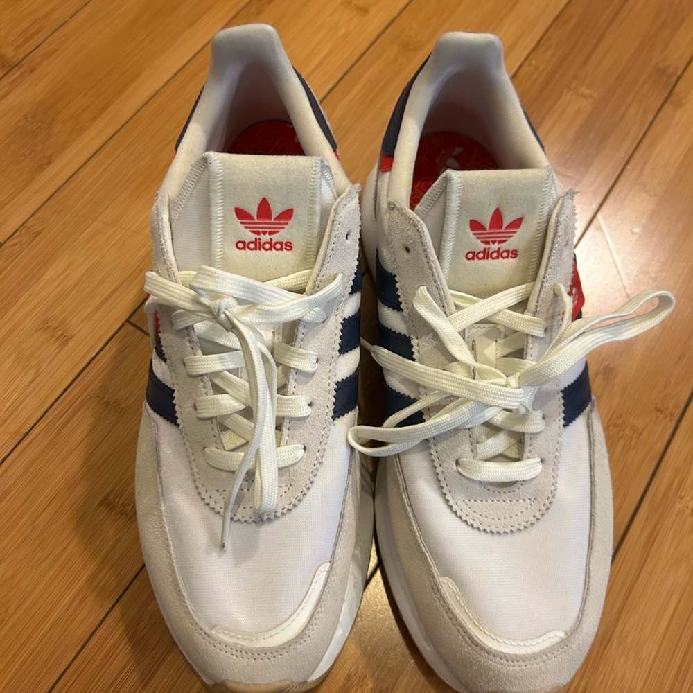 Adidas Men's White and Navy Sneakers